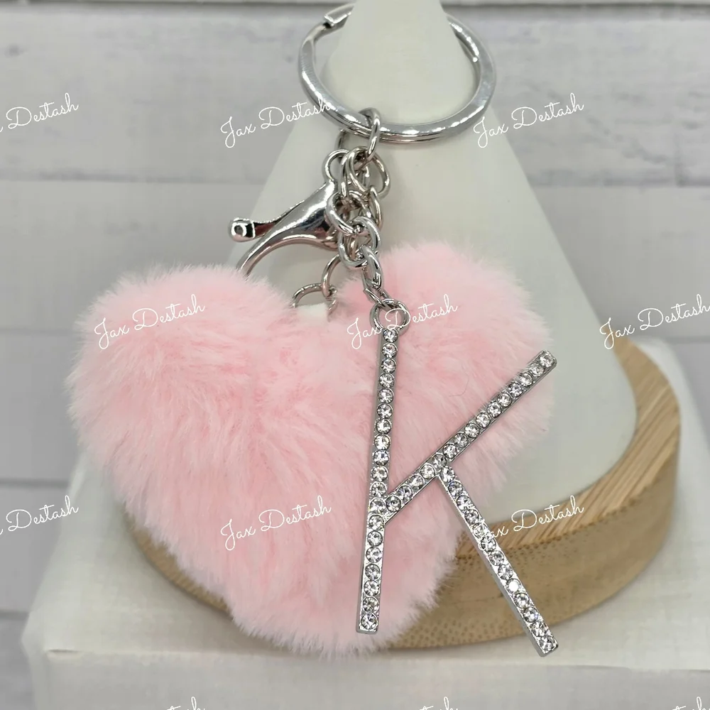 Monogrammed Purse/Key Heart Puff Charms